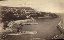 Muelles de la POSTAL de la VENDIMIA Niza del puerto y del punto del montaje del boro