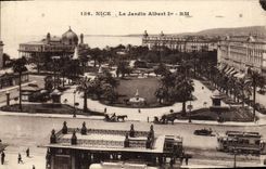 VINTAGE POSTCARD Nice the Garden Albert 1st Tram