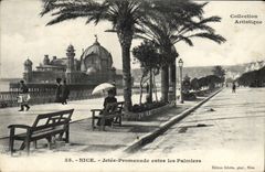 CPA Nice Jetee Promenade entre les Palmiers 
