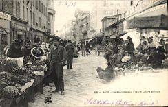 VINTAGE POSTCARD Nice Market with the Flowers Course Saleya TOP