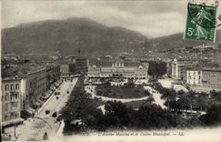 POSTAL de la VENDIMIA Niza la avenida de Massena y el casino municipal