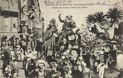 VINTAGE POSTCARD Arrived XXXl King Carnaval in her good Town of Nice