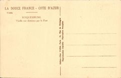 VINTAGE POSTCARD Roquebrune Old woman street dominee by the Fort