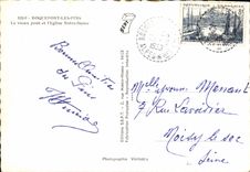 POSTAL MODERNA pinos de Roqueport el puente viejo y la iglesia de Notre Dame