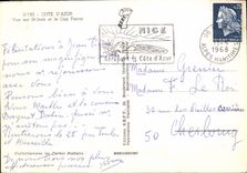 POSTAL MODERNA Saint el cabo Ferrat de Jean dimensiona azul