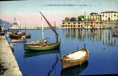 Cabo santo Ferrat de Jean de la POSTAL de la VENDIMIA los barcos portuarios