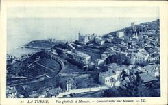 VINTAGE POSTCARD La Turbie View and Monaco