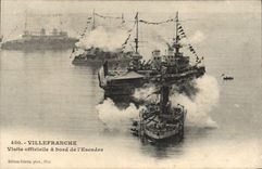 CPA Villefranche Visite Officielle a Bord de L'Escadre Bateaux