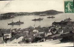 CPA Villefranche Vue Generale et le Cap Ferrat Bateaux