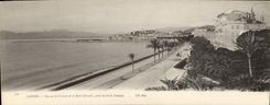 CPA CARTE PANORAMIQUE Cannes Vue sur la Croisette et le Mont Chevalier prise du Cercle Nautique 