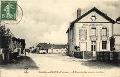 CPA Theil sur Vanne A L'angle Des Quatre Routes Hotel Charton Cafe
