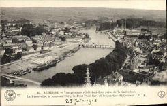 VINTAGE POSTCARD Auxerre View Taken of the Cathedral the footbridge the new port the Bridge Paul Bert and the district St Gervai