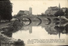 VINTAGE POSTCARD Auxerre the New Bridge the Church German St Cathedral the New Bridge