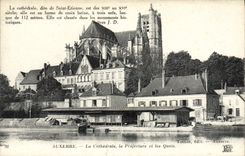 VINTAGE POSTCARD Auxerre Seen Cathedral Prefecture and Quays