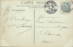 VINTAGE POSTCARD Auxerre the Clock Seen from of the Street of Paris