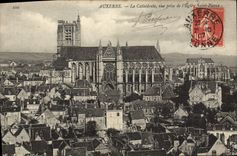 VINTAGE POSTCARD Auxerre the Cathedral Seen from of the Church