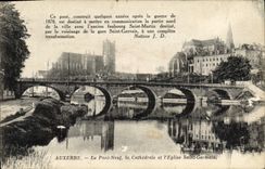 VINTAGE POSTCARD Auxerre the New Bridge the Cathedral and the Church Saint Germain