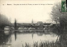 VINTAGE POSTCARD Auxerre Seen from of the Edges of Yonne year upstream of the stopping of Baturdeau
