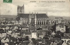 VINTAGE POSTCARD Auxerre the Cathedral seen from of the Church Saint Pierre