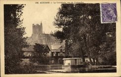 VINTAGE POSTCARD Auxerre the Cathedral seen of the Dry Tree