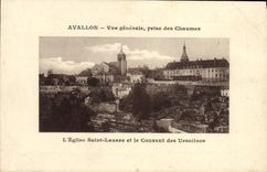 CPA Avallon Vue Generale Prise Des Chaumes L'eglise Saint Lazare et le couvent des Ursulines 