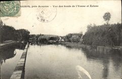 CPA Champs Pres Auxerre Vue Des Bords De l'Yonne Et Ecluse