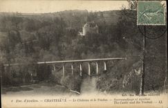 VINTAGE POSTCARD Env d' Avallon Chastellux the Castle And the Viaduct