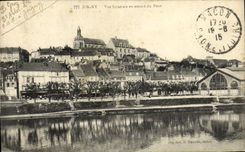 VINTAGE POSTCARD Joigny View Upstream of the Bridge