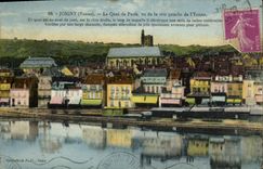 VINTAGE POSTCARD Joigny the Quay of Paris considering D ela left bank of Yonne
