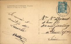 VINTAGE POSTCARD Laroche St Cydroine Town hall and coffee of the place