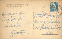 VINTAGE POSTCARD Laroche St Cydroine Town hall and Cafe of the Place