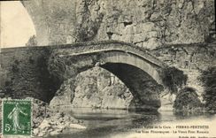 VINTAGE POSTCARD Valley of the Cure Pierre Perthuis the old Roman bridge