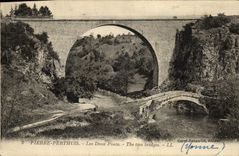 VINTAGE POSTCARD Pierre Perthuis Two Bridges