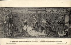 VINTAGE POSTCARD Treasure of the Cathedral of Sens Notre Dame de Pitie Saint Michel and Holy Etienne Tapestry