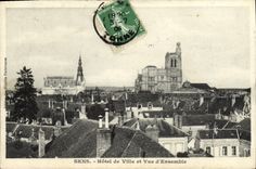 CPA Sens Hotel de Ville et Vue d'Ensemble