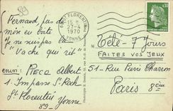 St Florentin de la POSTAL de la VENDIMIA junto del estribillo de la iglesia