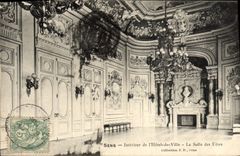 VINTAGE POSTCARD Interior Sens of the Town hall the Village hall