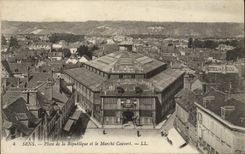 VINTAGE POSTCARD Sens Places Republic and Market Couvert