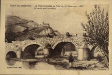 VINTAGE POSTCARD Historical Sens the Liebould Bridge or Bridge of the Valley about 1865 Fish sinning