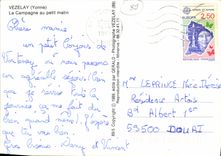 POSTAL MODERNA Vezelay que el campo sobre la pequeña hora se acobarda