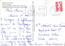 POSTAL MODERNA calle de Vezelay de Pontot en el político máximo de la casa izquierda. Novelista humanista del poeta de Fouchet