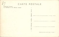 VINTAGE POSTCARD Vezelay the basiliquet and the Romance house