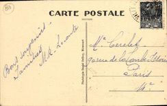 VINTAGE POSTCARD Villeneuve On Yonne Yonne Upstream of the Bridge the Southern Quay And the Tower Bonneville De Marsangy