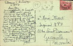 POSTAL Villeneuve de la VENDIMIA el arzobispo el lugar y la escuela de los muchachos