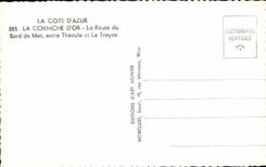 MODERN CARD the Dimension of Azure the Gold Cornice the Road Of the Seaside Between Theoule And Trayas