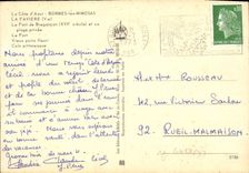 CPM La Cote d'Azur Bormes Les Mimosas La Faviere Le Fort De Bregancon Et Sa Plage Privee