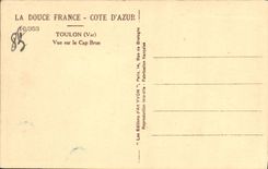 VINTAGE POSTCARD Soft France Of Toulon Azure Seen On the Brown Cape