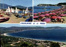 MODERN CARD The coast of Cavalaire Moors On Sea Preparations for the regattas Beach Park of Cavalaire Valmer Cross