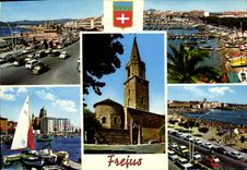 VINTAGE POSTCARD the Dimension of Azure Frejus the Boulevard Of the release Port St Rapahel Cathedral