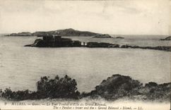 VINTAGE POSTCARD Hyeres Giens the Fenduc tower and I' Ile of Large Ribeaud